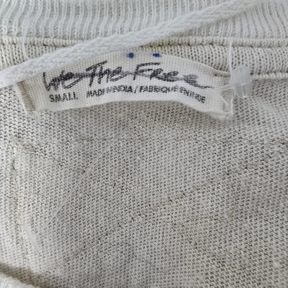 Free People Cream Floral Grid Tee
